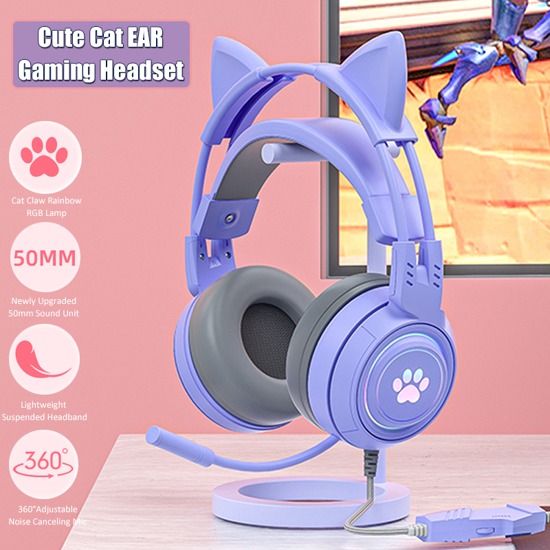 Gaming Accessories For Kids - سماعات أذن القط اللطيفة مع ميكروفون